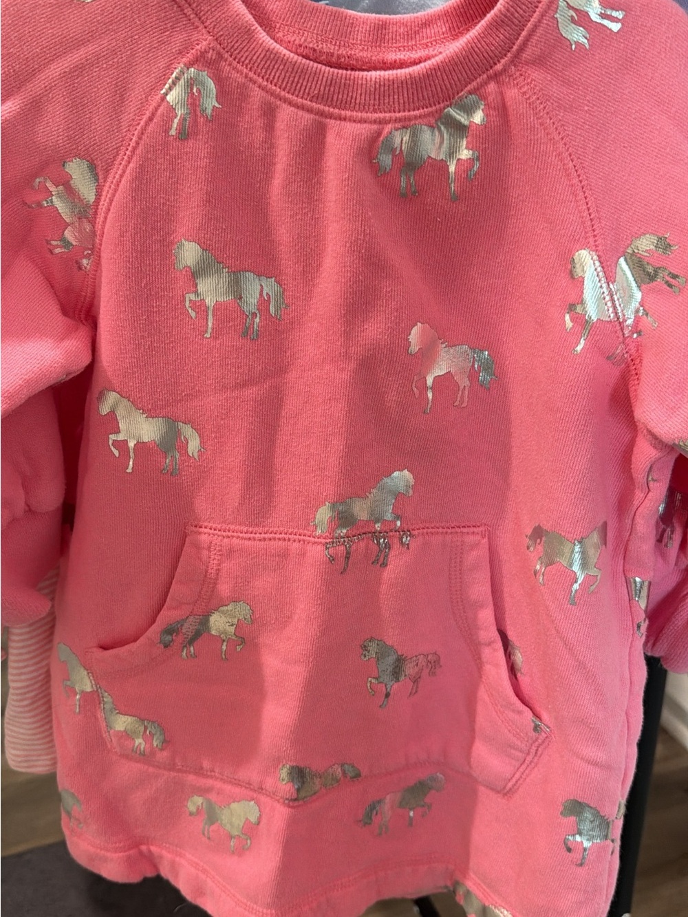Hatley Coral Pink Sweatshirt with Metallic Horse Print